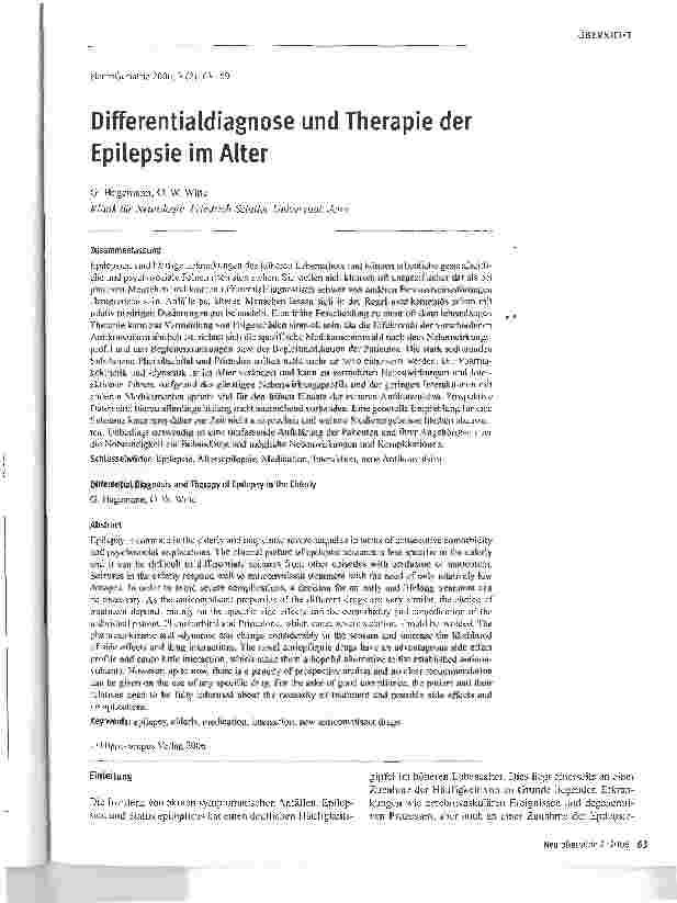 Vorschauseite 1: Differentialdiagnose und Therapie der Epilepsie im Alter