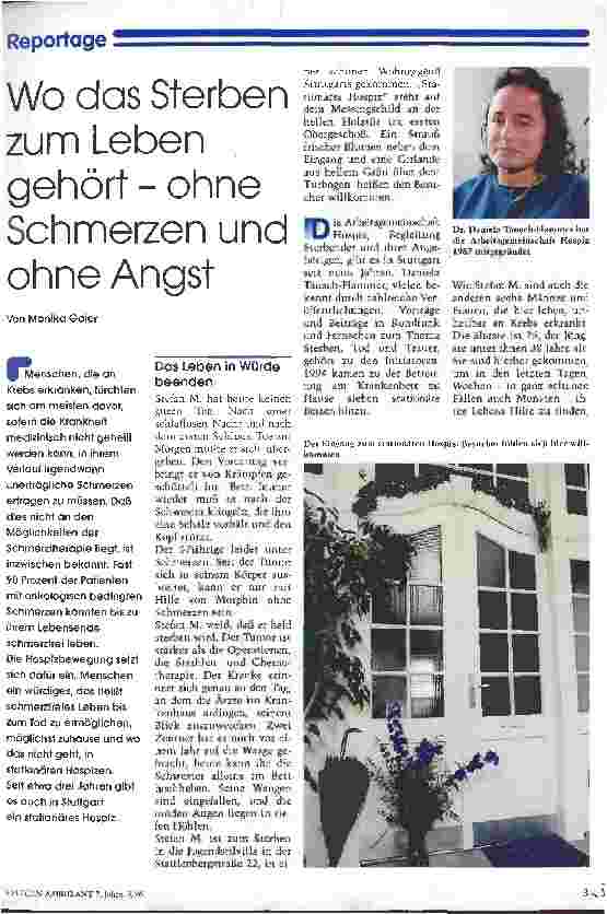 Vorschauseite 1: Wo das Sterben zum Leben gehört - ohne Schmerzen und Angst