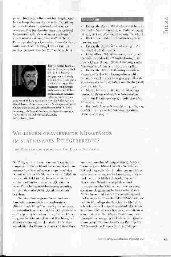 Vorschauseite 1: WO LIEGEN GRAVIERENDE MiSSSTÄNDE IM STATIONÄREN PFLEGEBEREICH? EINE BESTANDSAUFNAHME VON DR. DIETER DEISEROTH