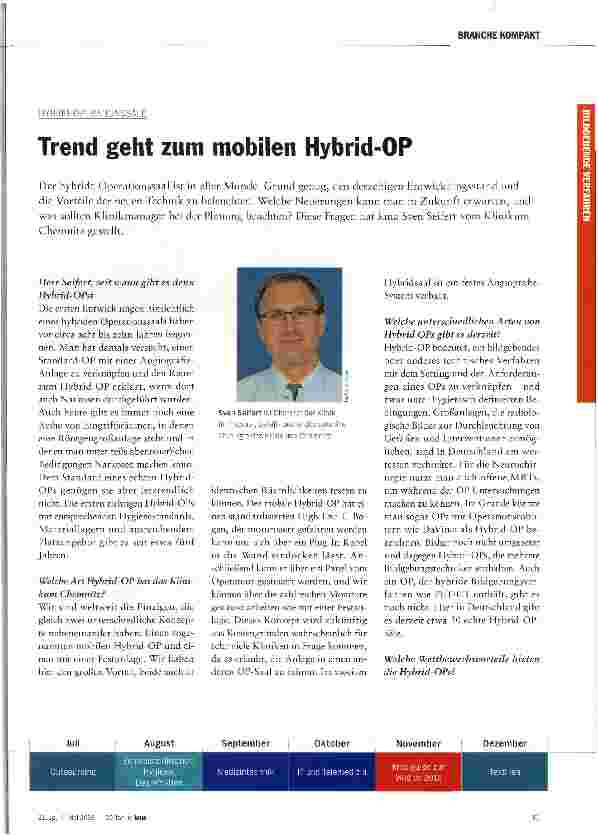 Vorschauseite 1: Trend geht zum mobilen Hybrid-OP