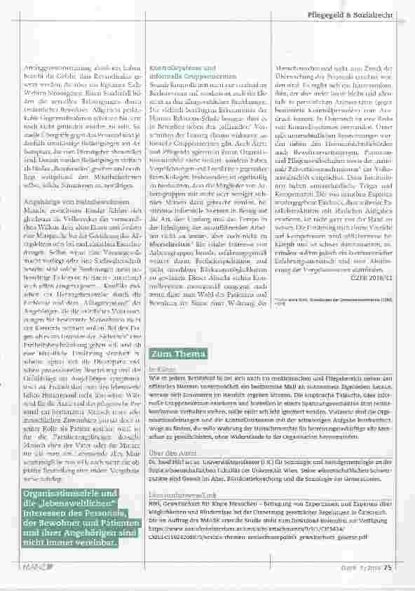 Vorschauseite 2: Stellenwert informeller Normen im Umgang mit betreuungsbedürftigen alten Menschen