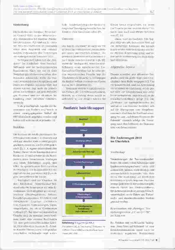 Vorschauseite 2: Die neuen Leitlinien 2015 des European Resuscitation Council zur kardiopulmonalen Reanimation von Kindern