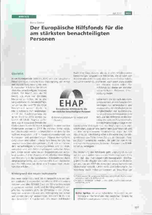 Vorschauseite 1: Der Europäische Hilfsfonds für die am stärksten benachteiligten Personen