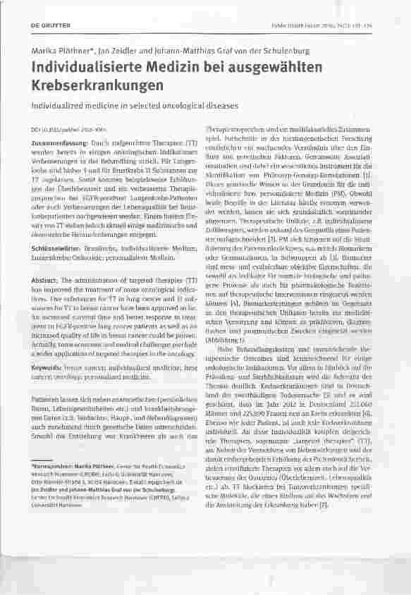 Vorschauseite 1: Individualisierte Medizin bei ausgewählten Krebserkrankungen
