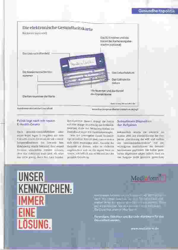 Vorschauseite 2: Elektronische Gesundheitskarte auf Kurs? Man kann den Wind nicht ändern, aber die Segel richtig setzen!