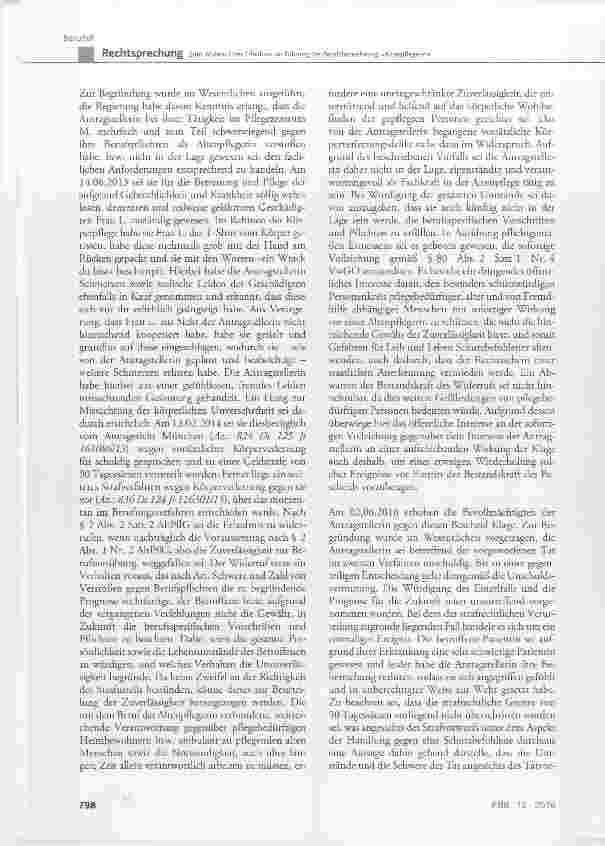 Vorschauseite 3: Zum Widerruf der Erlaubnis zur Führung der Berufsbezeichnung »Altenpflegerin«
