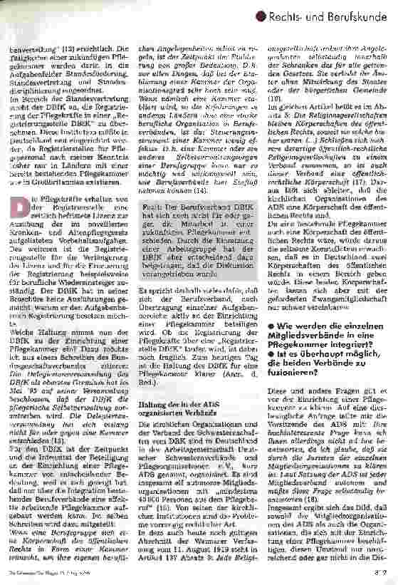 Vorschauseite 5: Pflegekammer - greifbares Ziel oder ferne Utopie?