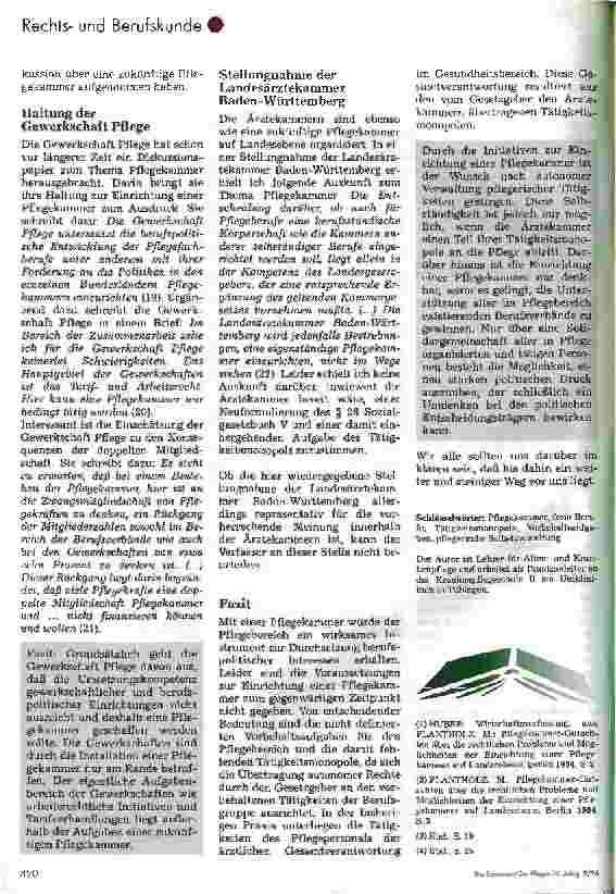 Vorschauseite 6: Pflegekammer - greifbares Ziel oder ferne Utopie?