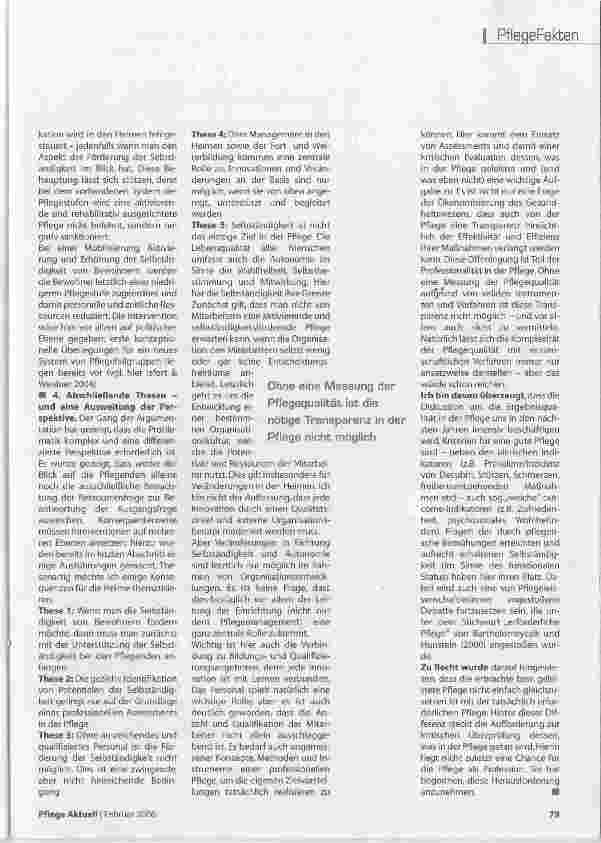 Vorschauseite 6: Selbständigkeit ist das Thema der PflegeFörderung und Aufrechterhaltung der Selbständigkeit als ein zentrales Paradigma der professionellen Pflege alter Menschen