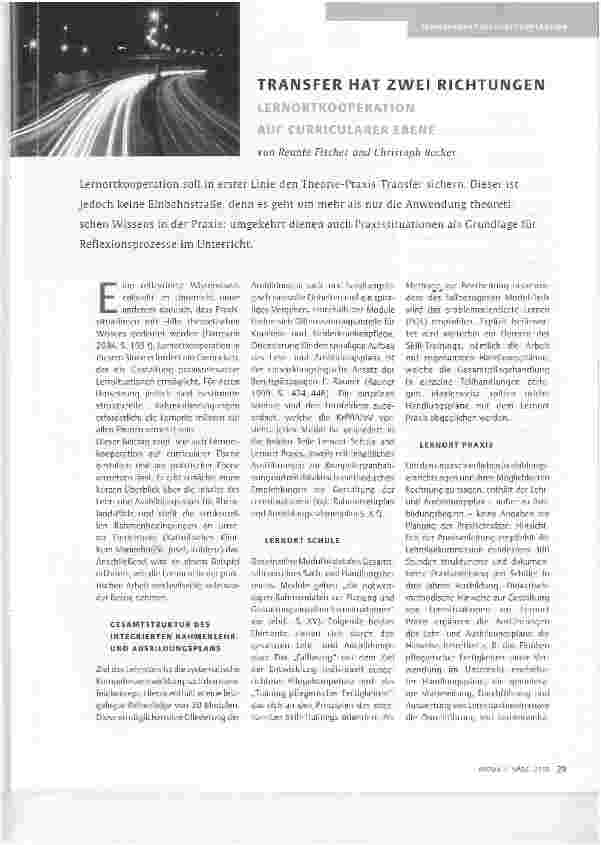 Vorschauseite 1: TRANSFER HAT ZWEI RICHTUNGEN