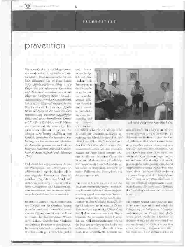 Vorschauseite 3: Prävention als Erfolgsindikator für qualitätsorientierte ambulante Betreuung und Pflege