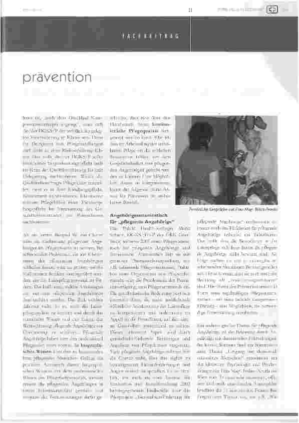 Vorschauseite 4: Prävention als Erfolgsindikator für qualitätsorientierte ambulante Betreuung und Pflege