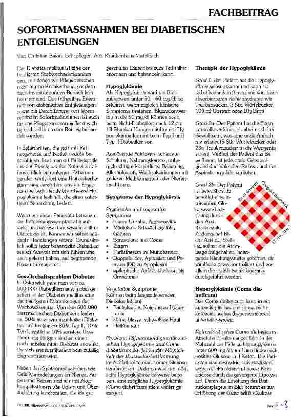 Vorschauseite 1: Sofortmanahmen bei diabetischen Entgleisungen