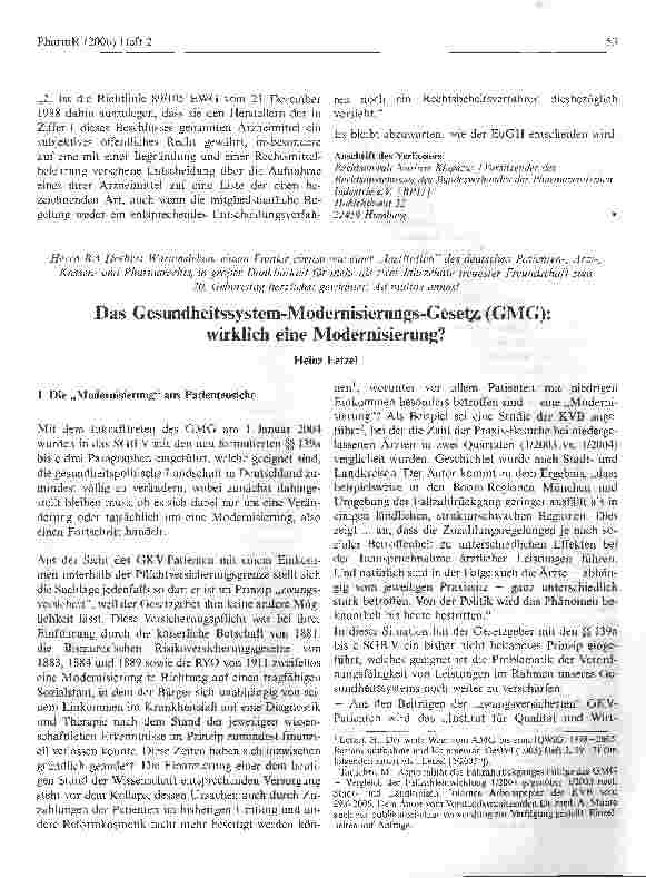 Vorschauseite 1: Das Gesundheitssystem-Modernisierungs-Gesetz (GMG): wirklich eine Modernisierung?