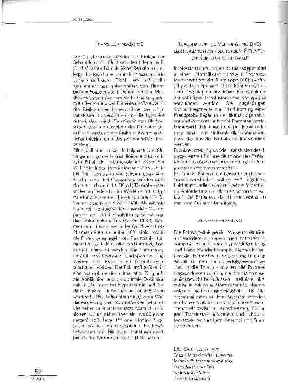 Vorschauseite 3: MASSIVTRANSFUSION - EINE HERAUSFORDERUNG FÜR DIE ANÄSTHESIEPFLEGE