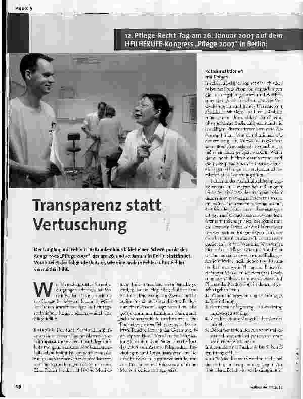 Vorschauseite 1: Transparenz statt Vertuschung
