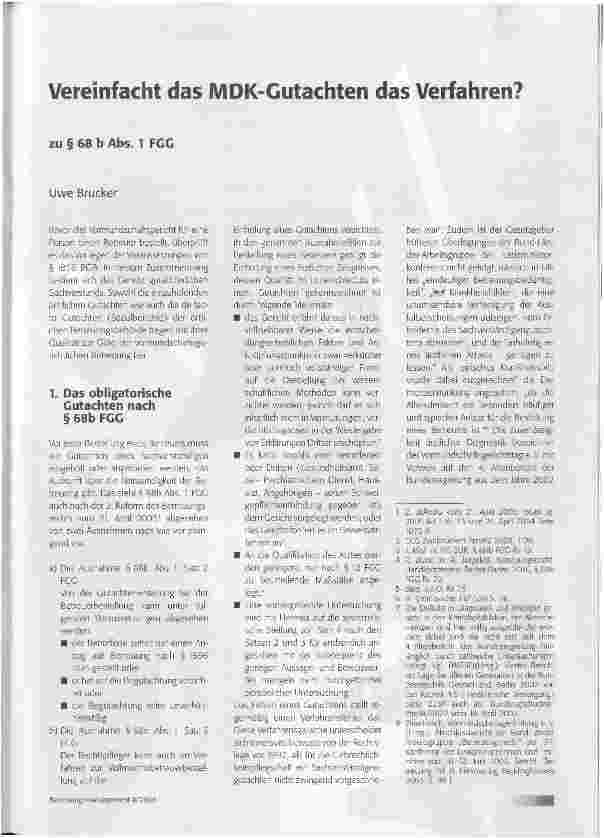 Vorschauseite 1: Vereinfacht das MDK-Gutachten das Verfahren?
