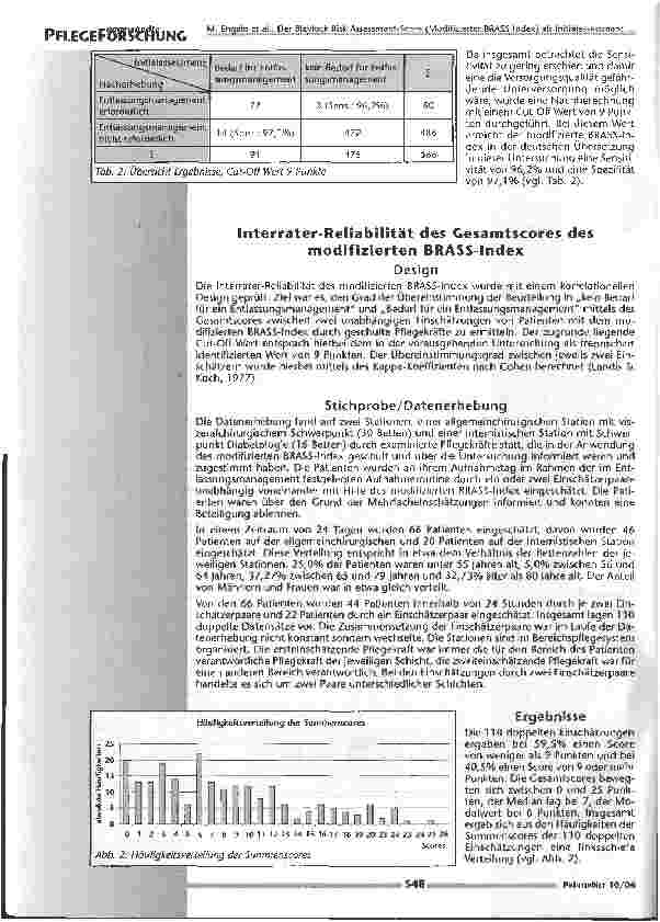 Vorschauseite 4: Der Blaylock Risk Assessment Score (Modifizierter BRASS-Index) als Initialassessment im multiprofessionellen Entlassungsmanagement