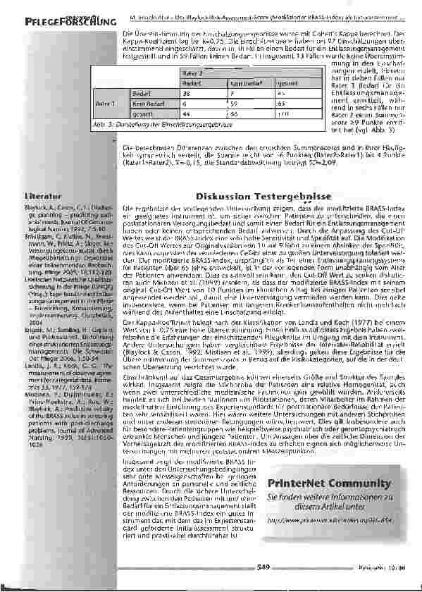 Vorschauseite 5: Der Blaylock Risk Assessment Score (Modifizierter BRASS-Index) als Initialassessment im multiprofessionellen Entlassungsmanagement