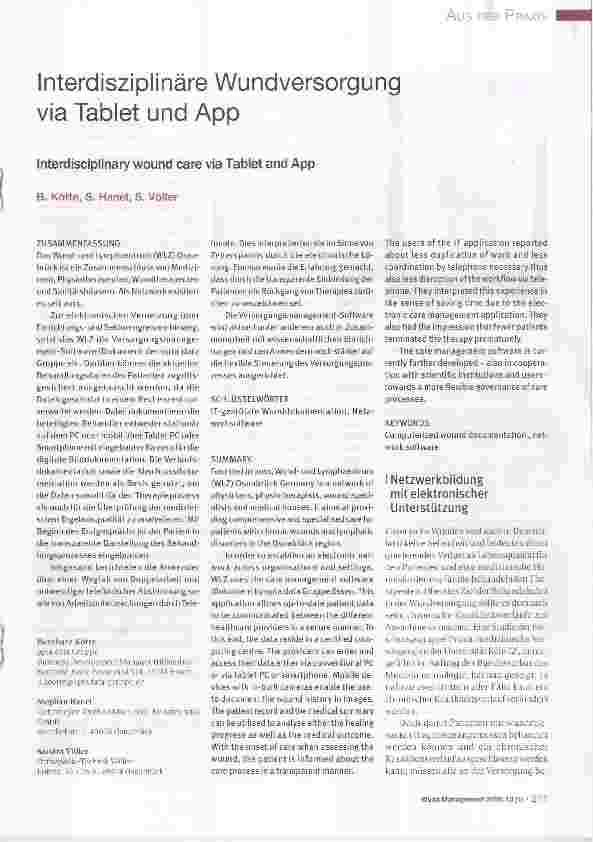 Vorschauseite 1: Interdisziplinäre Wundversorgung via Tablet und App