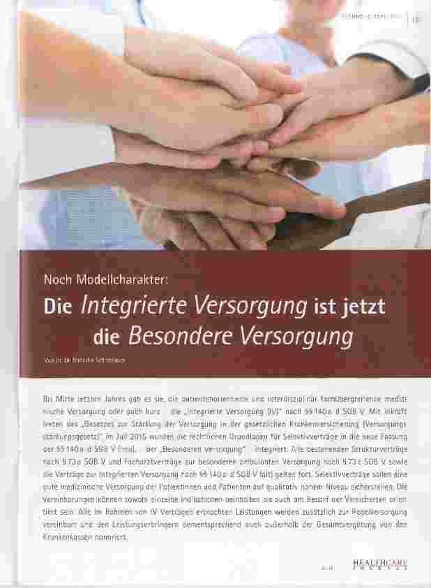 Vorschauseite 1: Die Integrierte Versorgung ist jetzt die Besondere Versorgung