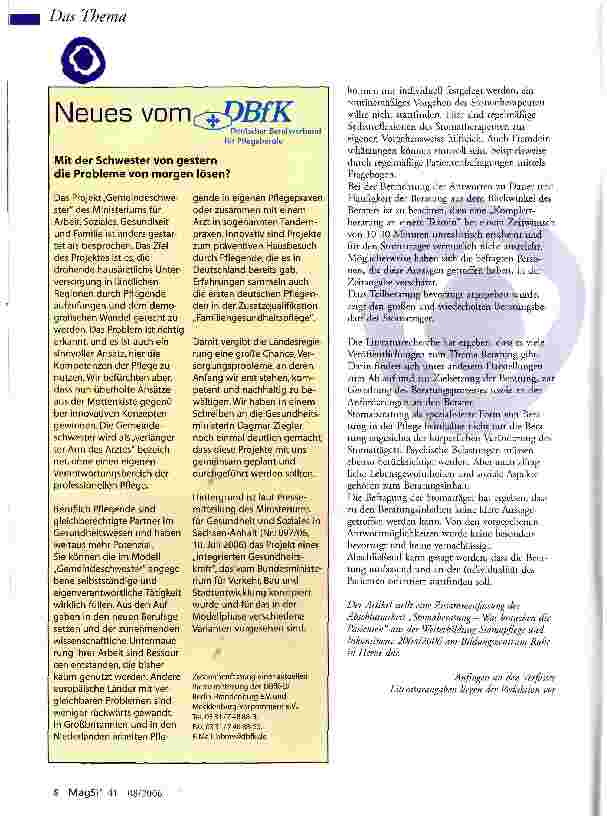 Vorschauseite 6: Stoma-Beratung — Baustein erfolgreicher Rehabilitation