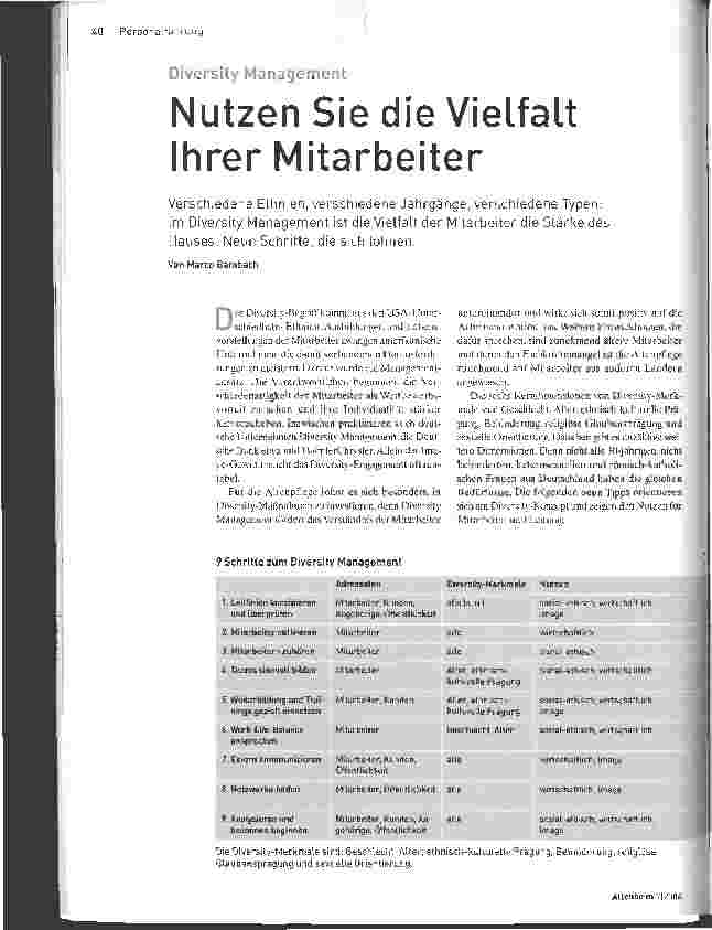 Vorschauseite 1: Diversity ManagementNutzen Sie die Vielfalt Ihrer Mitarbeiter