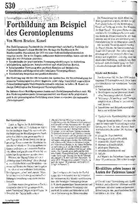 Vorschauseite 1: Fortbildung am Beispiel des Gerontoplenums