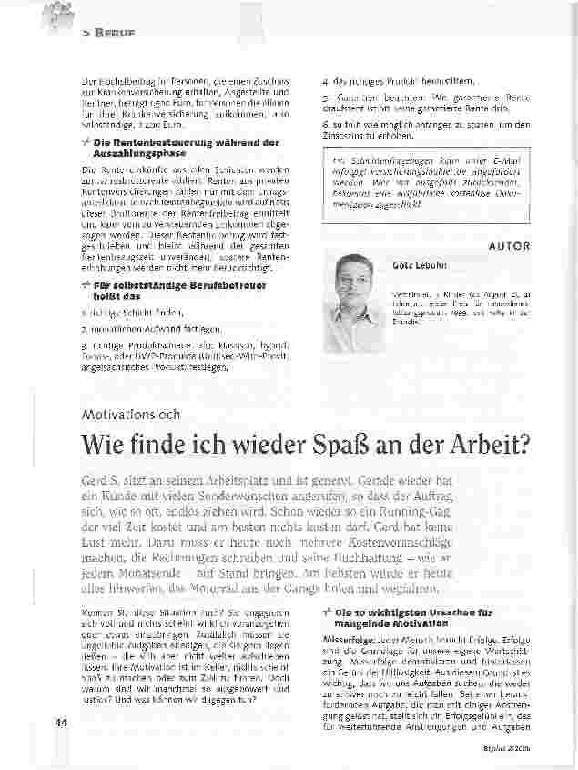 Vorschauseite 1: Wie finde ich wieder Spaß an der Arbeit?