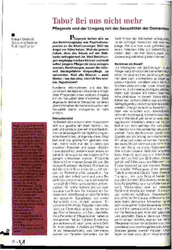 Vorschauseite 1: Tabu? Bei uns nicht mehr Pflegende und der Umgang mit der Sexualität der Dementen