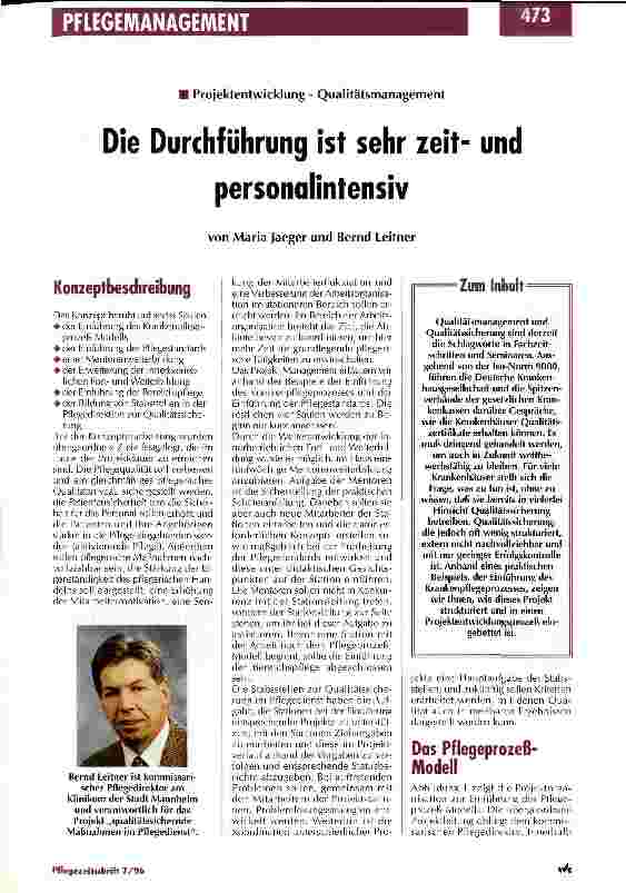 Vorschauseite 1: Die Durchführung ist sehr zeitund personalintensiv