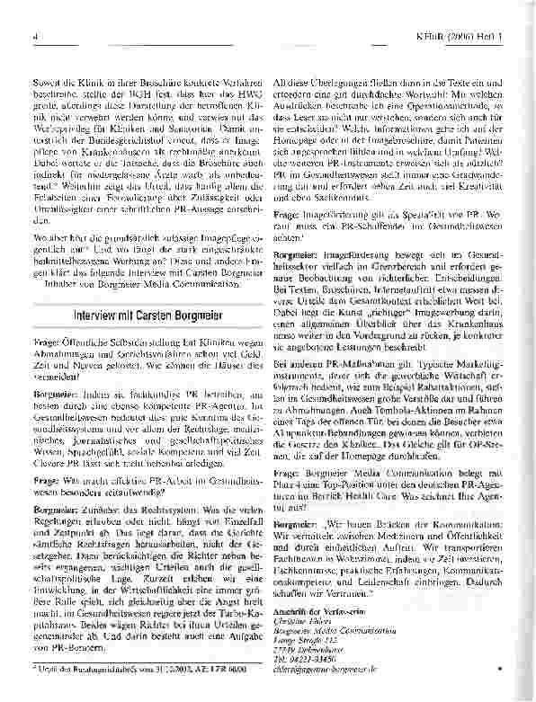Vorschauseite 4: Öffentlichkeitsarbeit für Krankenhäuser - Mit Kompetenz und Kreativität durch den Gesetzesdschungel