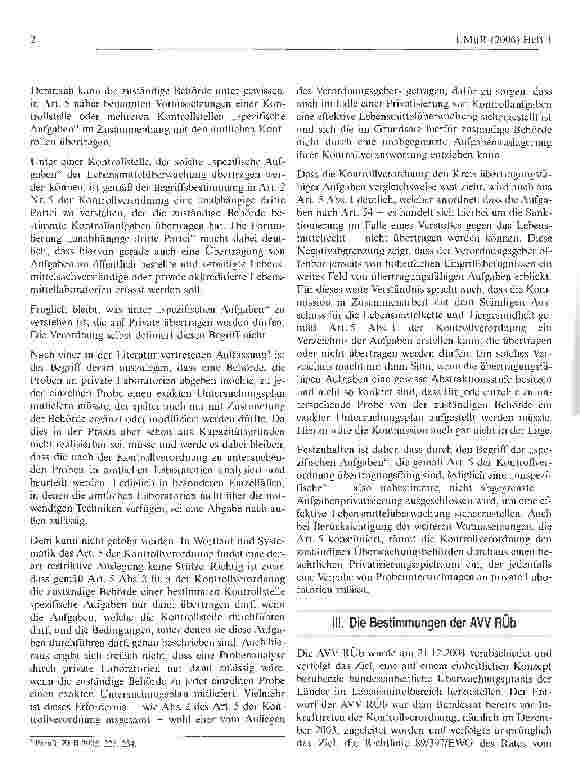 Vorschauseite 2: EU-Kontrollverordnung contra AVV RÜb:Zum Vorrang des Europarechts bei der Privatisierung derLebensmittelüberwachung
