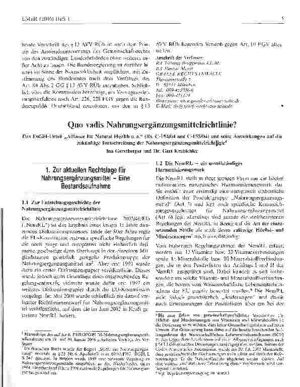 Vorschauseite 5: EU-Kontrollverordnung contra AVV RÜb:Zum Vorrang des Europarechts bei der Privatisierung derLebensmittelüberwachung