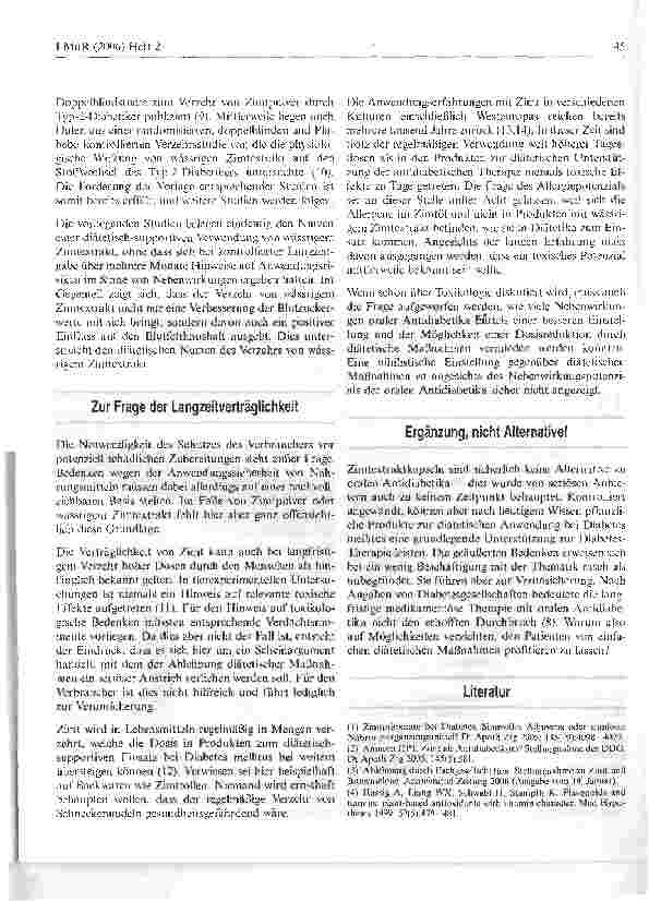 Vorschauseite 3: Toxikologische Bedenken als Scheinargument in der Diskussion des Potenzials von Zimt bei Diabetes mellitus