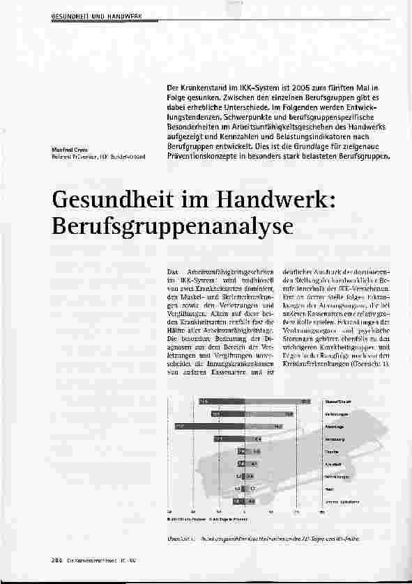 Vorschauseite 1: Gesundheit im Handwerk: Berufsgruppenanalyse