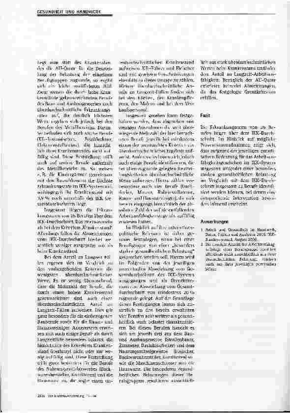 Vorschauseite 5: Gesundheit im Handwerk: Berufsgruppenanalyse