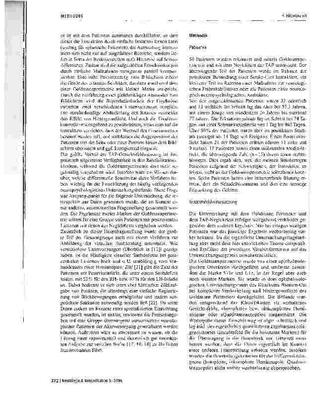 Vorschauseite 3: Sensitivität des TAP-Neglekttests bei der Erfassung postchiasmatischer Gesichtsfeldausfälle - eine Vergleichsstudie zur Goldmannperimetrie