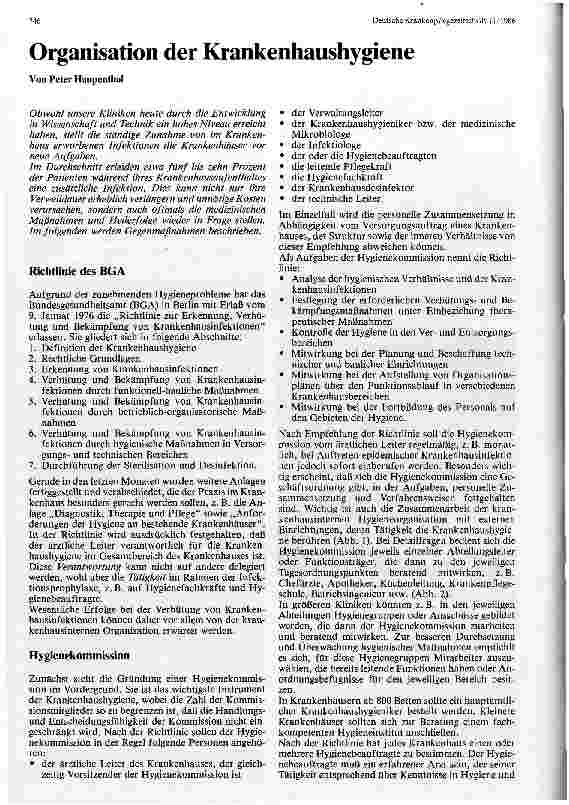 Vorschauseite 1: Organisation der Krankenhaushygiene