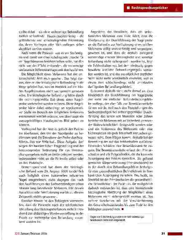 Vorschauseite 2: Fehlerhafte histologische Abklärung eines Melanoms