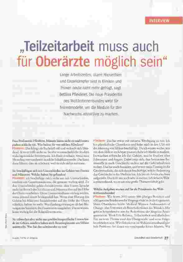 Vorschauseite 2: Teilzeitarbeit muss auch für Oberärzte möglich sein