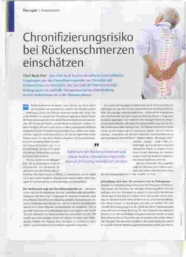 Vorschauseite 1: Chronifizierungsrisiko bei Rückenschmerzen einschätzen