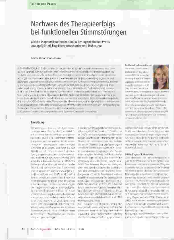 Vorschauseite 1: Nachweis des Therapieerfolgs bei funktionellen Stimmstörungen