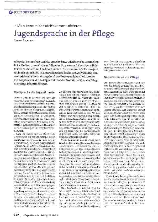 Vorschauseite 1: Jugendsprache in der Pflege