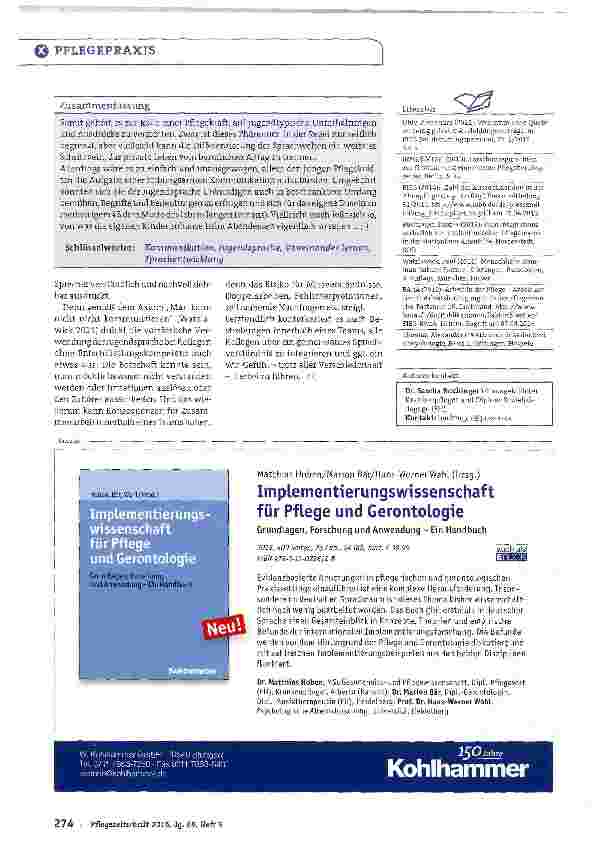 Vorschauseite 3: Jugendsprache in der Pflege