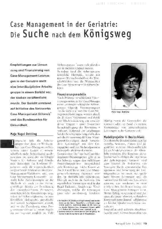 Vorschauseite 1: Case Management in der Geriatrie: Die Suche nach dem Königsweg
