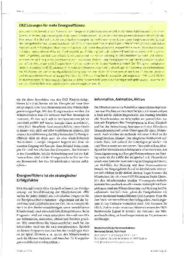 Vorschauseite 2: Mehr Energieeffizienz in der Rehaklinik Affoltern am Albis