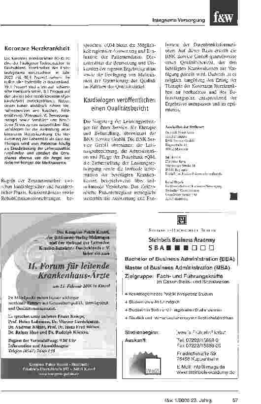 Vorschauseite 3: Integrierte Versorgung verbessert die Versorgung der HerzkrankenKassen und niedergelassene Kardiologen wollen eines der größten Kooperationsmodelle ausbauen