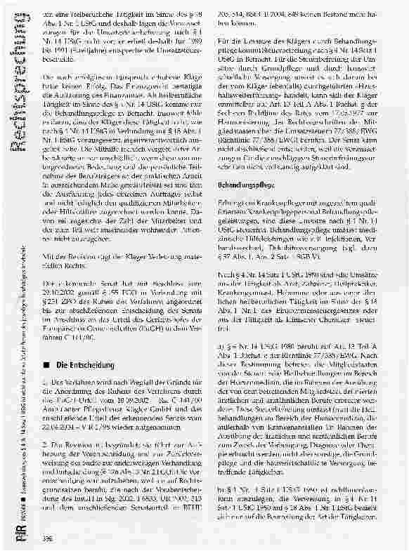 Vorschauseite 2: Steuerbefreiung des § 4 Nr. 14 Satz 1 UStG ist nicht auf die natürliche Person des jeweiligen Berufsträgers beschränkt