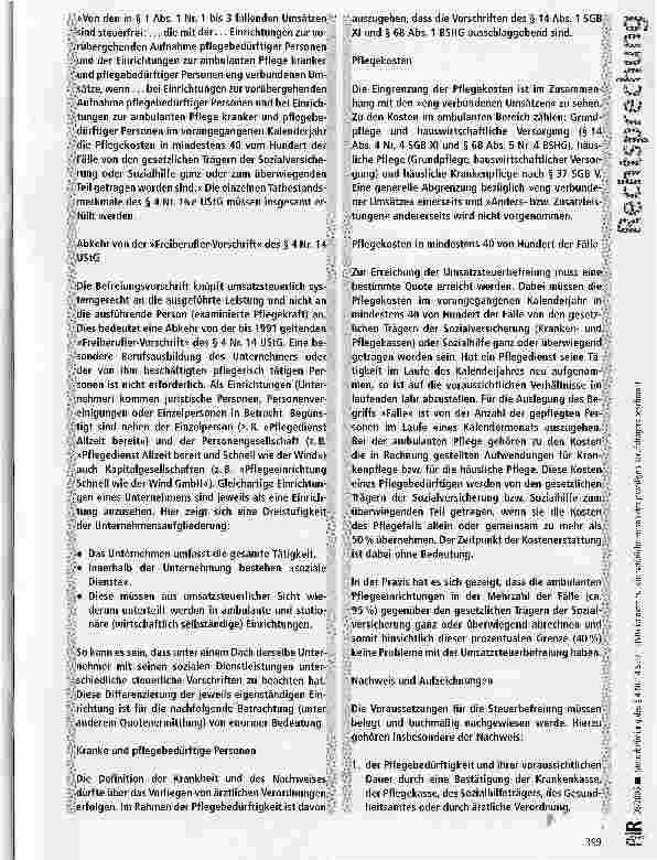 Vorschauseite 5: Steuerbefreiung des § 4 Nr. 14 Satz 1 UStG ist nicht auf die natürliche Person des jeweiligen Berufsträgers beschränkt
